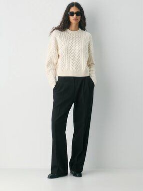 Artizia Sundays Best Heritage Crew Short Sweater, Light Cream, Size Small